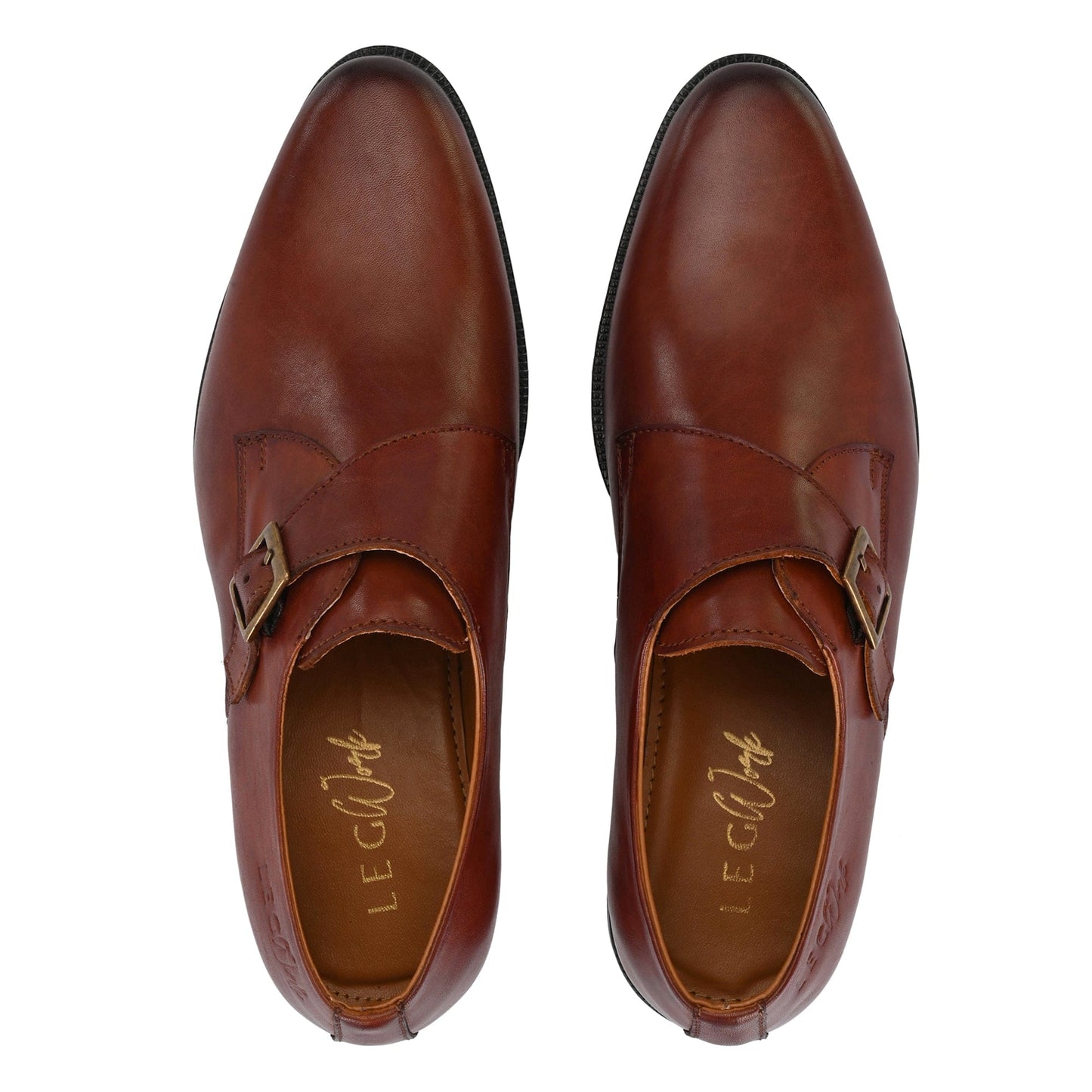LEGWORK SINGLE MONK BRITISH TAN CALF ITALIAN LEATHER DRESS SHOE