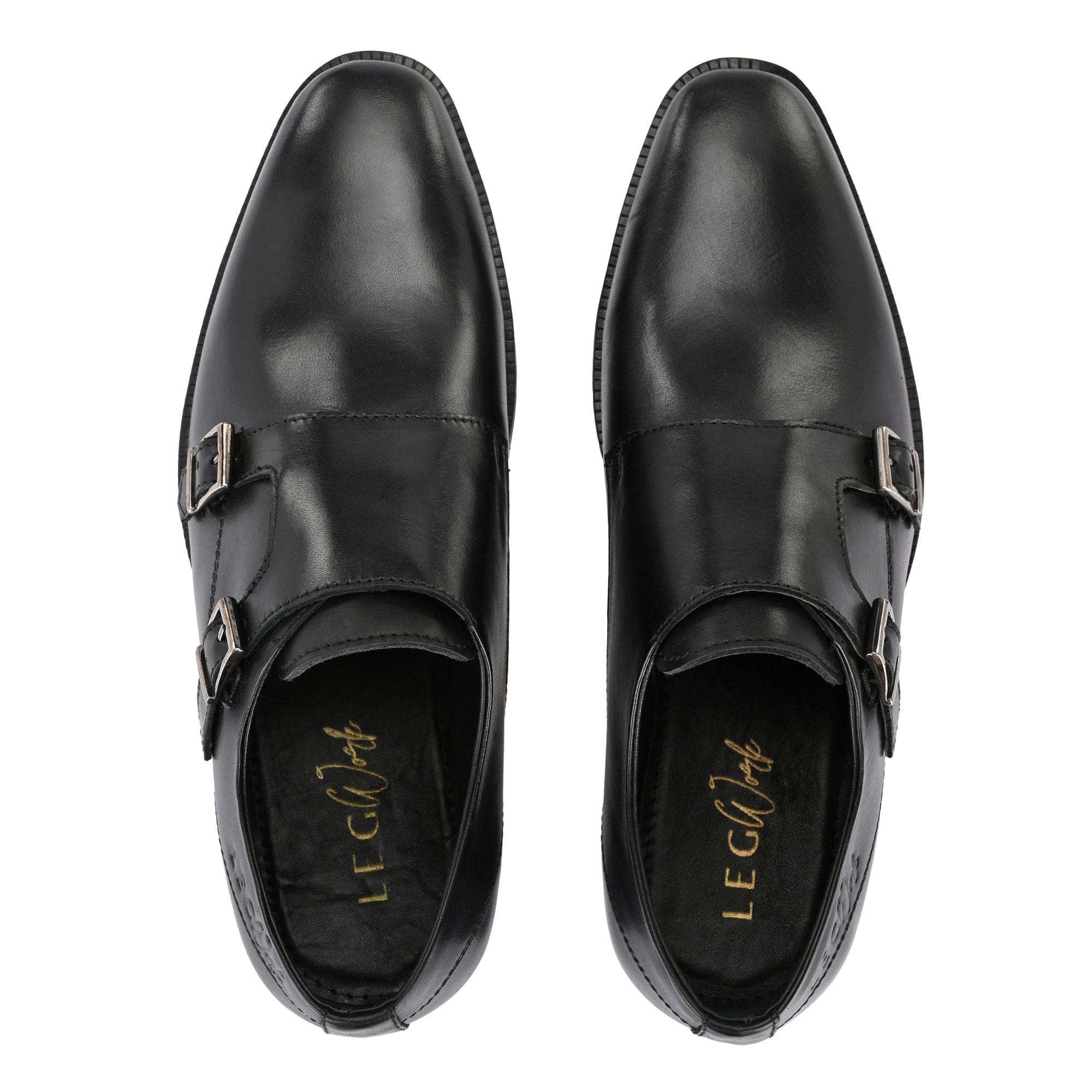 LEGWORK MONKSTRAP BLACK CALF ITALIAN LEATHER DRESS SHOE