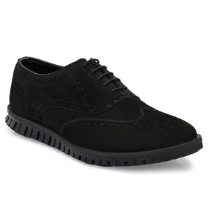 Legwork Brogue Black Italian Nubuck Leather Shoe