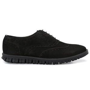 Legwork Brogue Black Italian Nubuck Leather Shoe