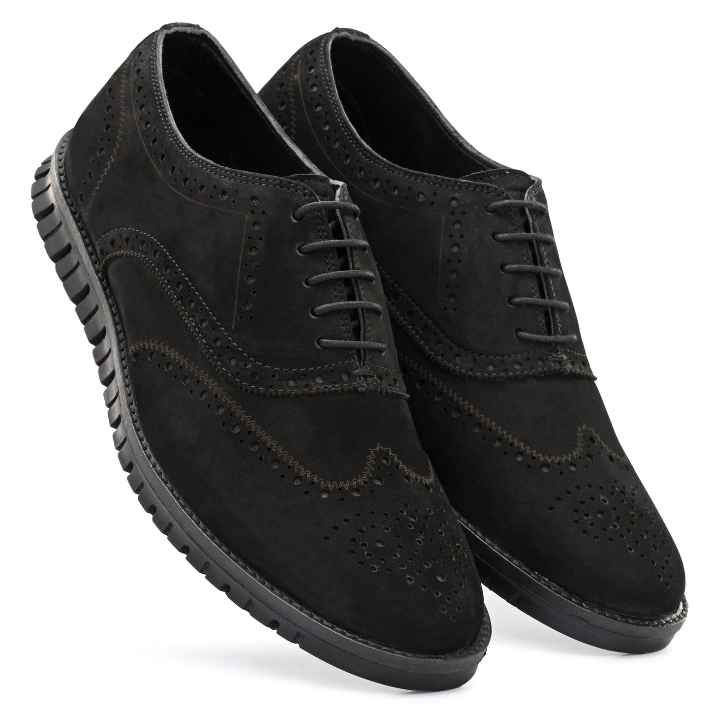Legwork Brogue Black Italian Nubuck Leather Shoe