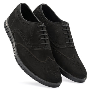 Legwork Brogue Black Italian Nubuck Leather Shoe