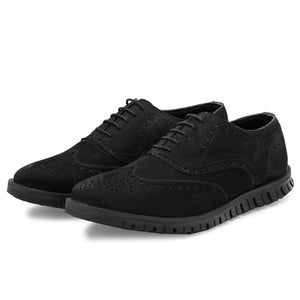 Legwork Brogue Black Italian Nubuck Leather Shoe