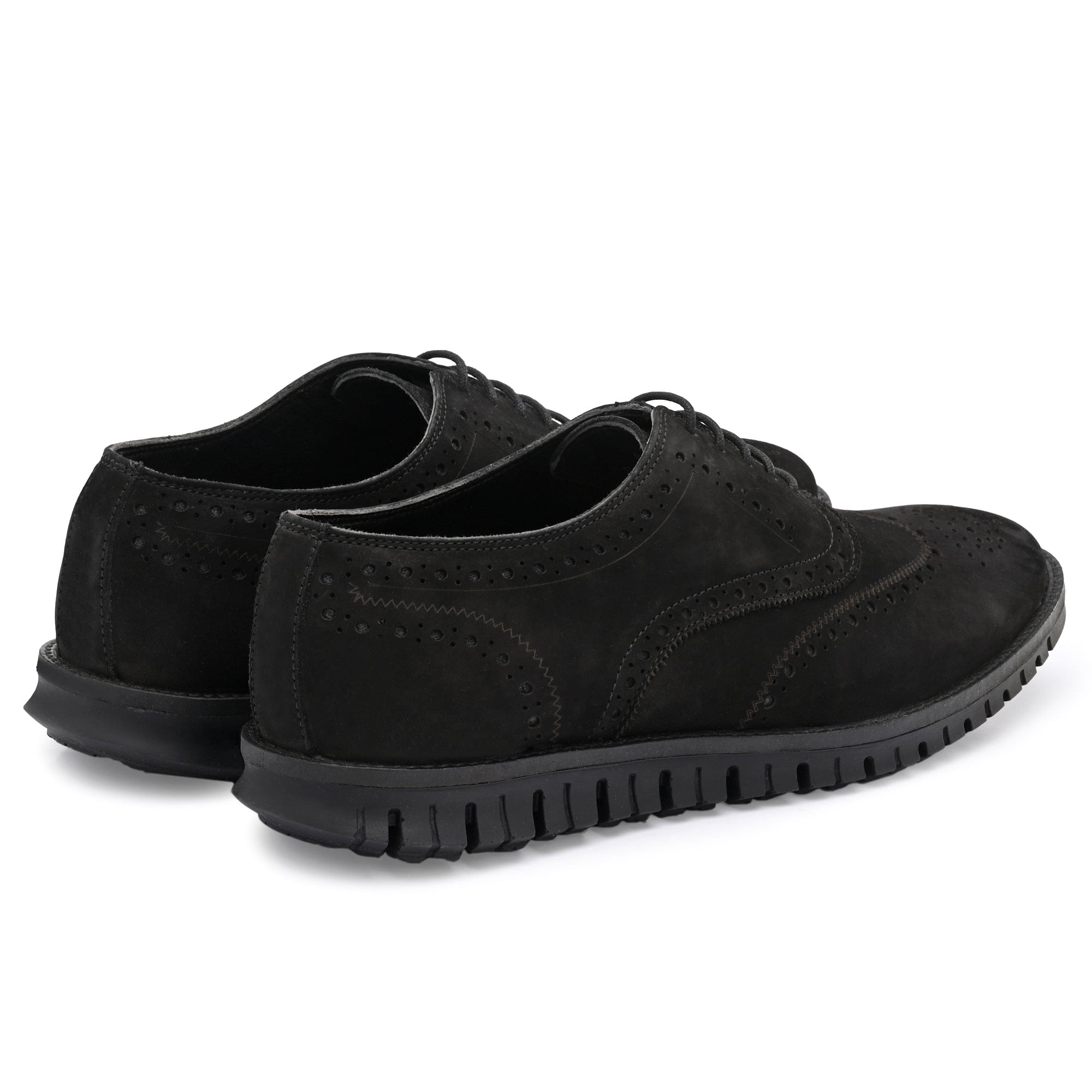 Legwork Brogue Black Italian Nubuck Leather Shoe