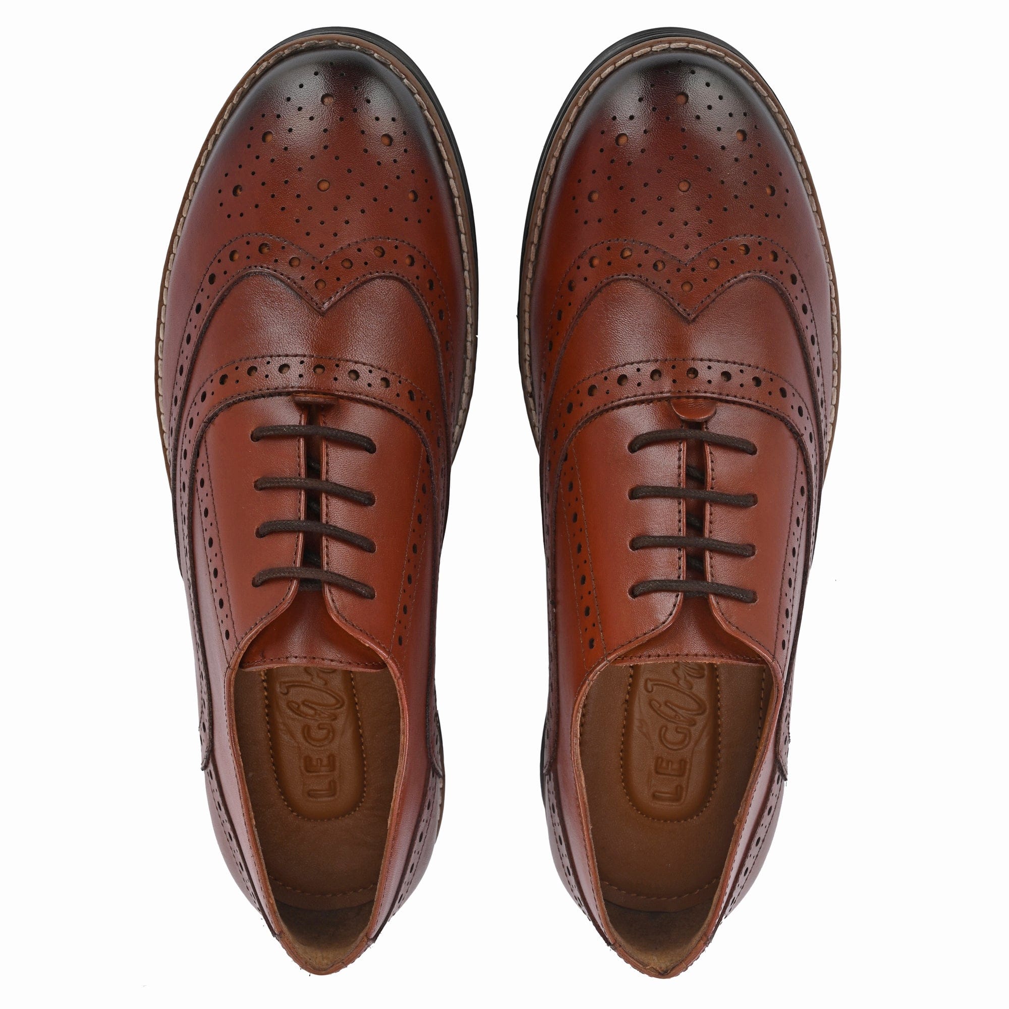 Legwork Laser Brogue Oxford 2.0 Tan Italian Leather Shoes