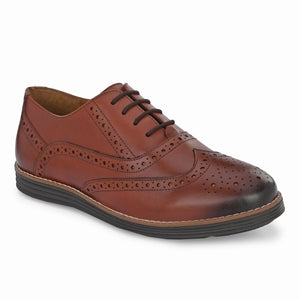 Legwork Laser Brogue Oxford 2.0 Tan Italian Leather Shoes