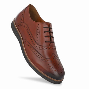 Legwork Laser Brogue Oxford 2.0 Tan Italian Leather Shoes