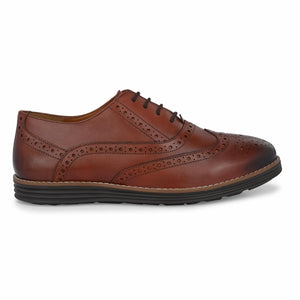 Legwork Laser Brogue Oxford 2.0 Tan Italian Leather Shoes