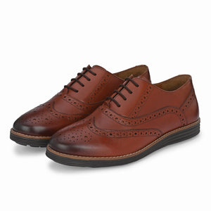 Legwork Laser Brogue Oxford 2.0 Tan Italian Leather Shoes