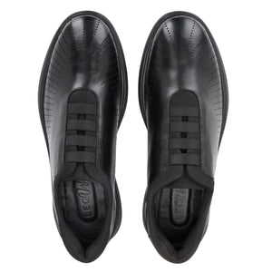 Legwork Laser 2.0 Panelled Lace Up Black Italian Leather Shoes