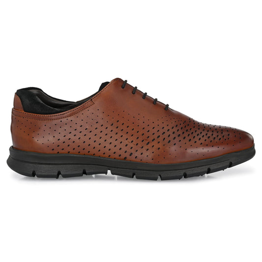 Legwork Voyager Laser Treated Dark Tan Full Grain Leather Sneaker