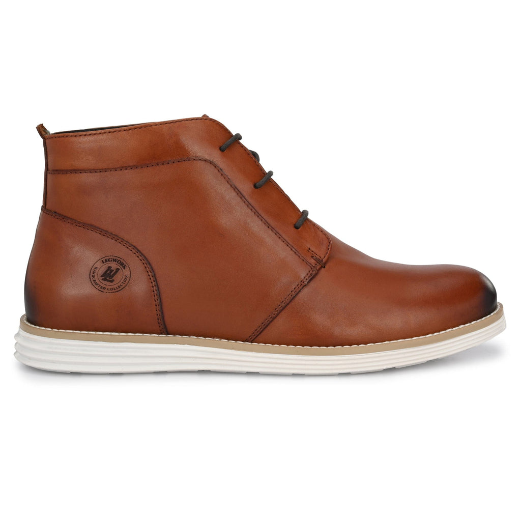 Legwork Retro British Tan & White Italian Leather Boot