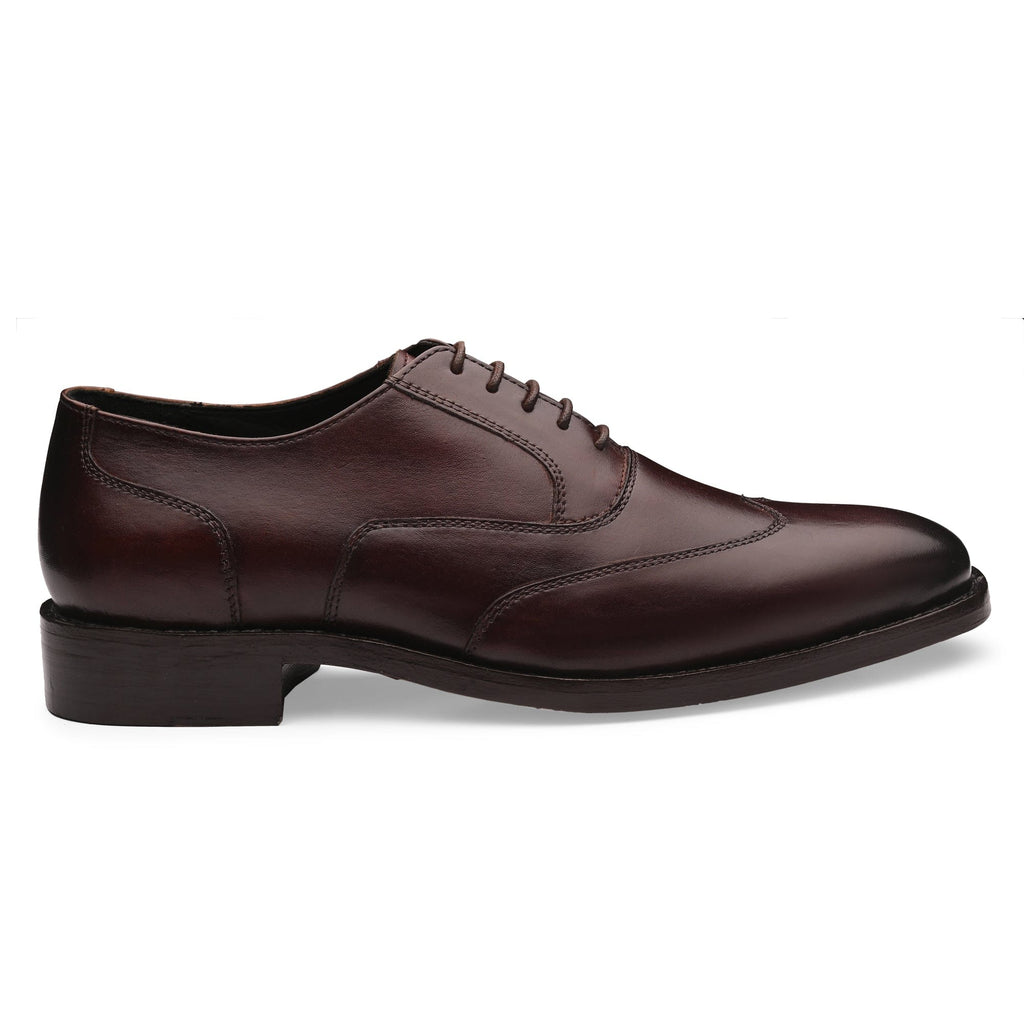 Wingtip Oxford Cognac Wine Italian Leather Dress Shoes Reverse Goodyear Welted