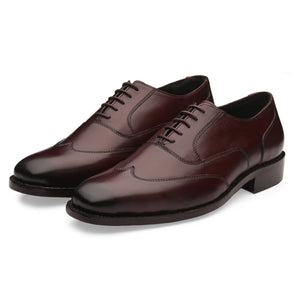 Wingtip Oxford Cognac Wine Italian Leather Dress Shoes Reverse Goodyear Welted