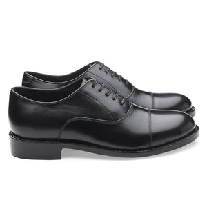 Oxford Black Italian Leather Dress Shoes Reverse Goodyear Welted
