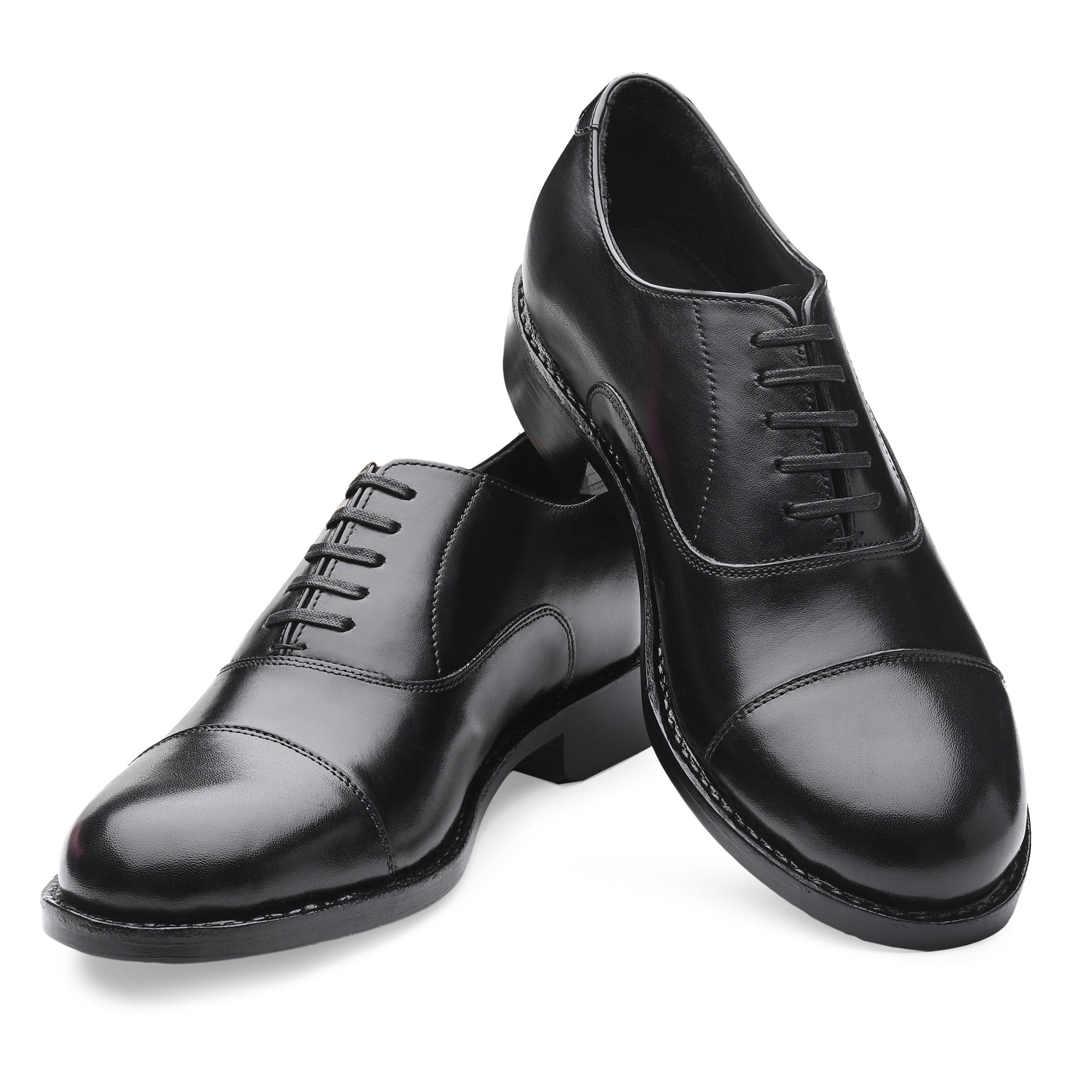 Oxford Black Italian Leather Dress Shoes Reverse Goodyear Welted