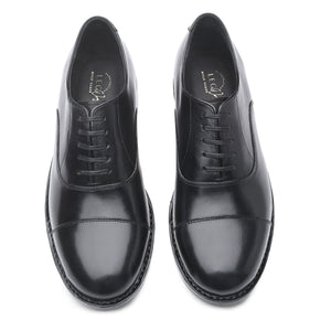 Oxford Black Italian Leather Dress Shoes Reverse Goodyear Welted