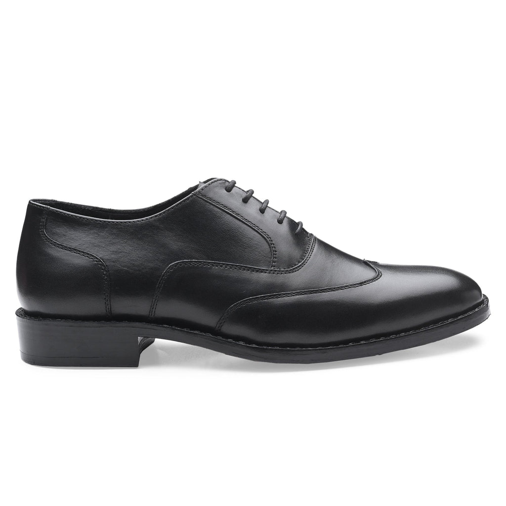 Wingtip Oxford Black Italian Leather Dress Shoes Reverse Goodyear Welted