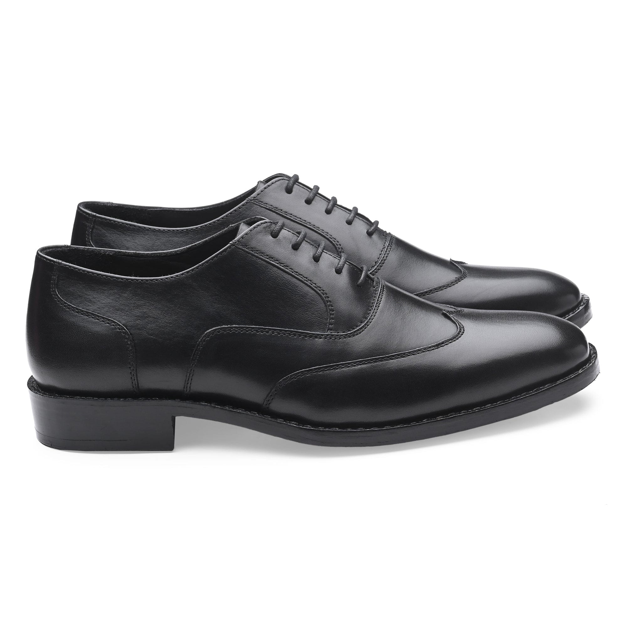 Wingtip Oxford Black Italian Leather Dress Shoes Reverse Goodyear Welted