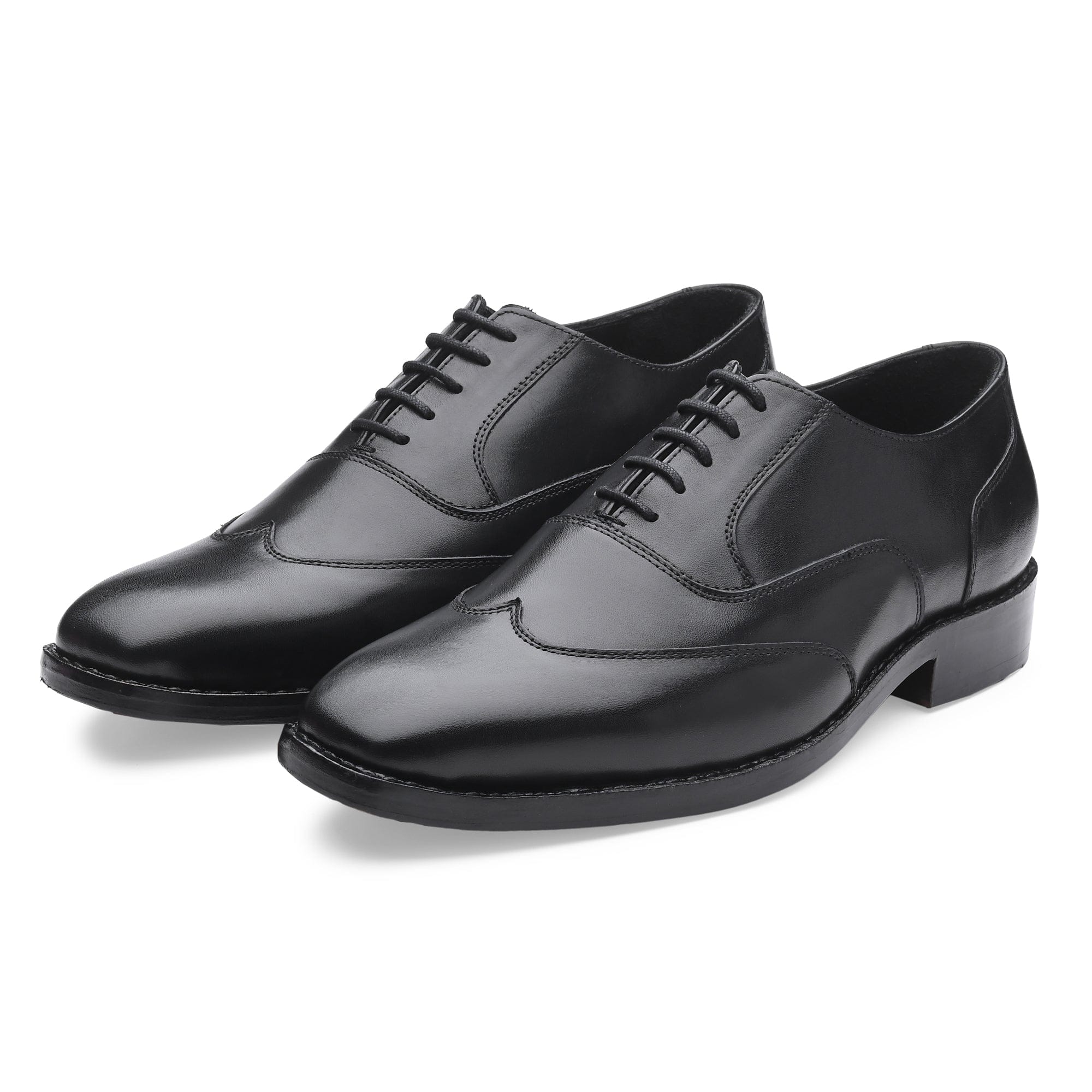 Wingtip Oxford Black Italian Leather Dress Shoes Reverse Goodyear
