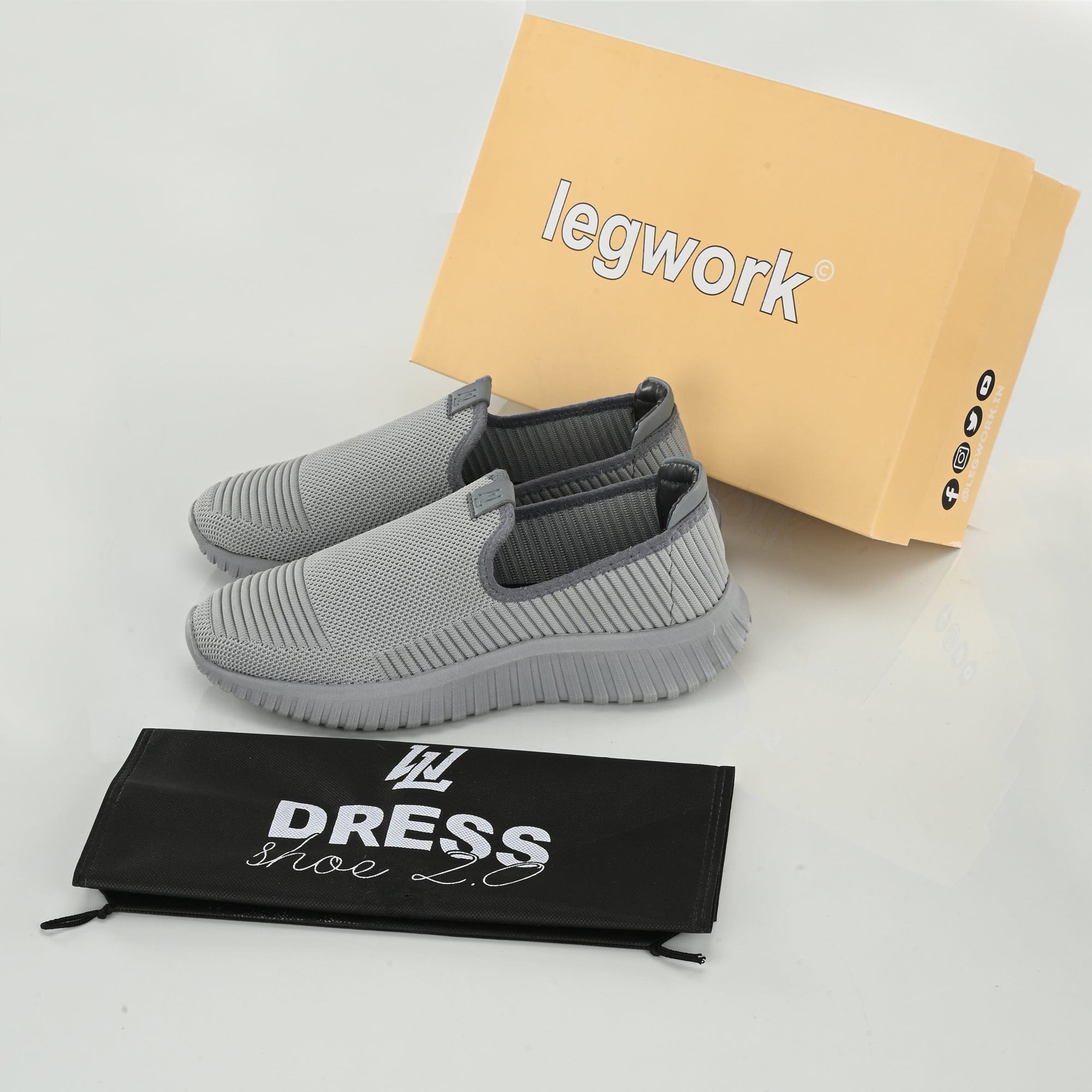 Legwork Drift Triple Grey Comfortable ProKnit Sneakers Shoes made with 100% Recycled Plastic Bottles