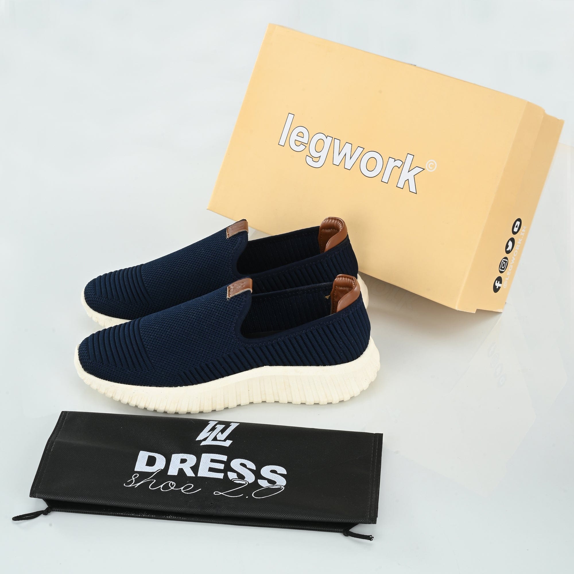 Legwork Drift Navy Comfortable ProKnit Sneakers Shoes made with 100% Recycled Plastic Bottles