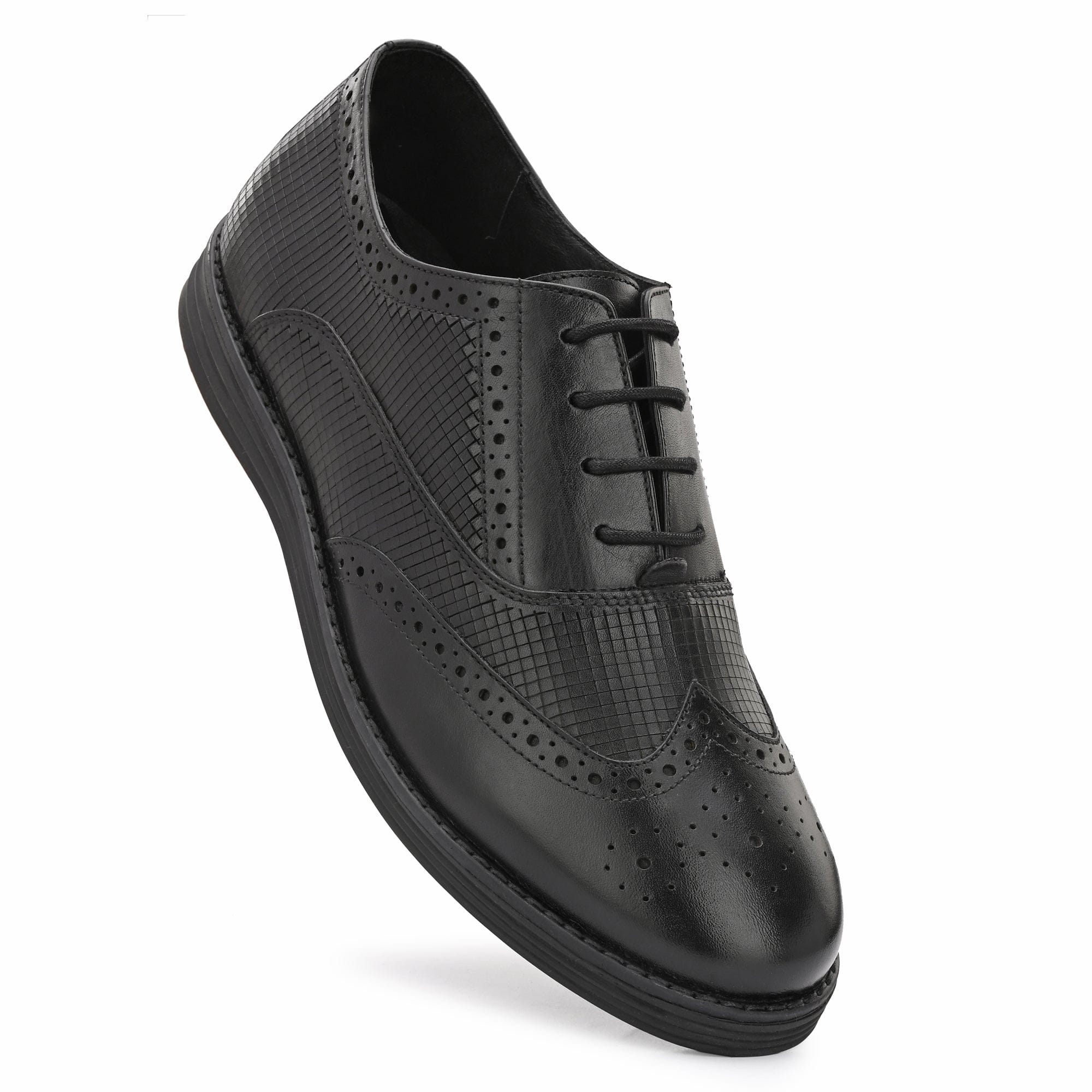 Legwork Lined Laser Brogue Oxford 2.0 Black Italian Leather Shoes