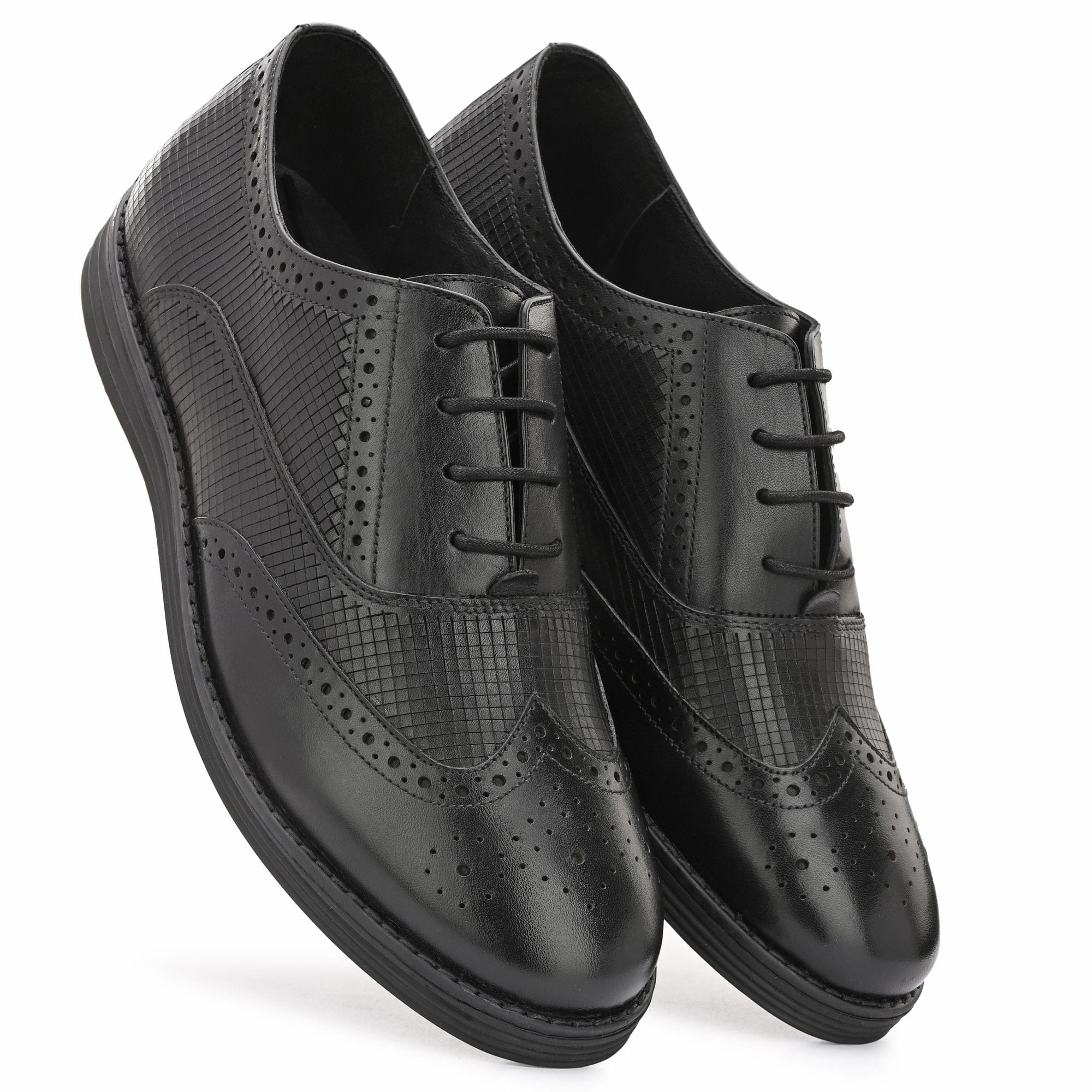 Legwork Lined Laser Brogue Oxford 2.0 Black Italian Leather Shoes