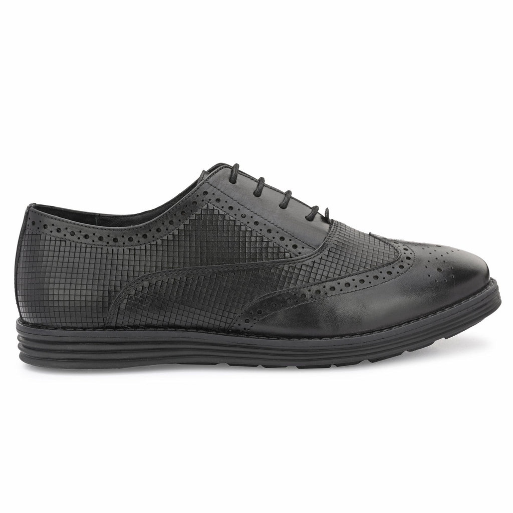 Legwork Lined Laser Brogue Oxford 2.0 Black Italian Leather Shoes