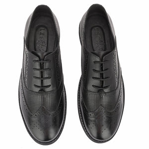 Legwork Lined Laser Brogue Oxford 2.0 Black Italian Leather Shoes