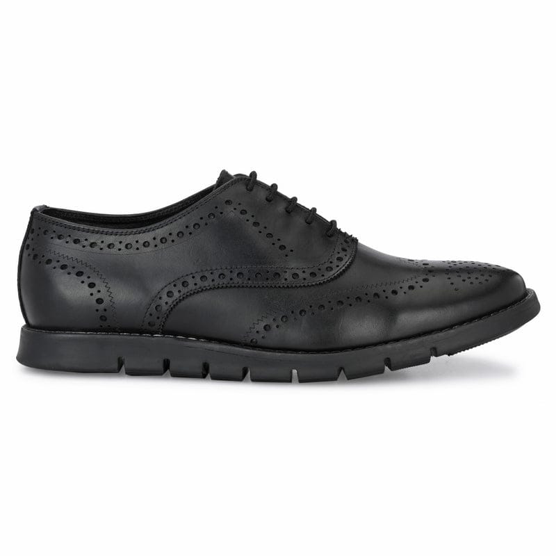Legwork Informal Brogue Triple Black Italian Leather Shoes