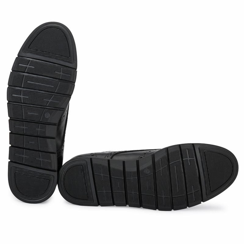 Legwork Informal Brogue Triple Black Italian Leather Shoes