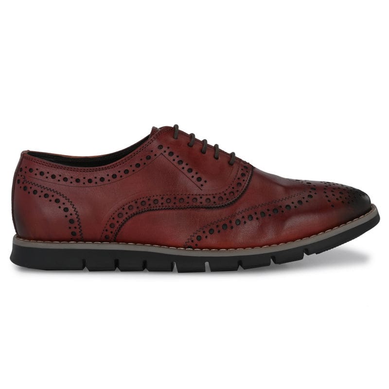 Legwork Informal Brogue Cognac Red Italian Leather Shoes