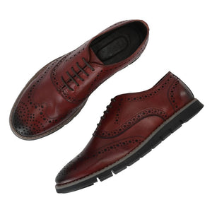 Legwork Informal Brogue Cognac Red Italian Leather Shoes