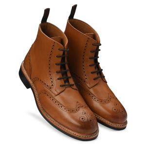 Fin Combat Brogue Boot Signature Tan - Goodyear Welted