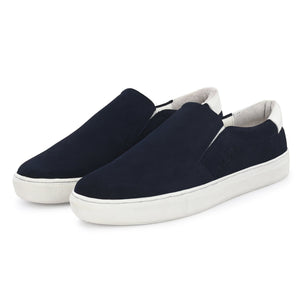 Legwork Slip On Navy Italian Suede Leather Shoes