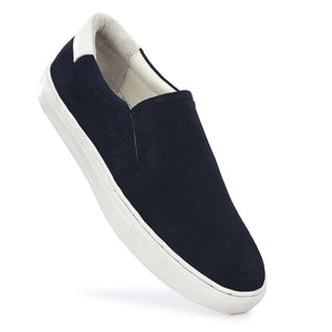 Legwork Slip On Navy Italian Suede Leather Shoes