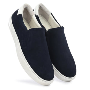 Legwork Slip On Navy Italian Suede Leather Shoes