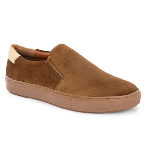 Legwork Slip On Tan Italian Suede Leather Shoes