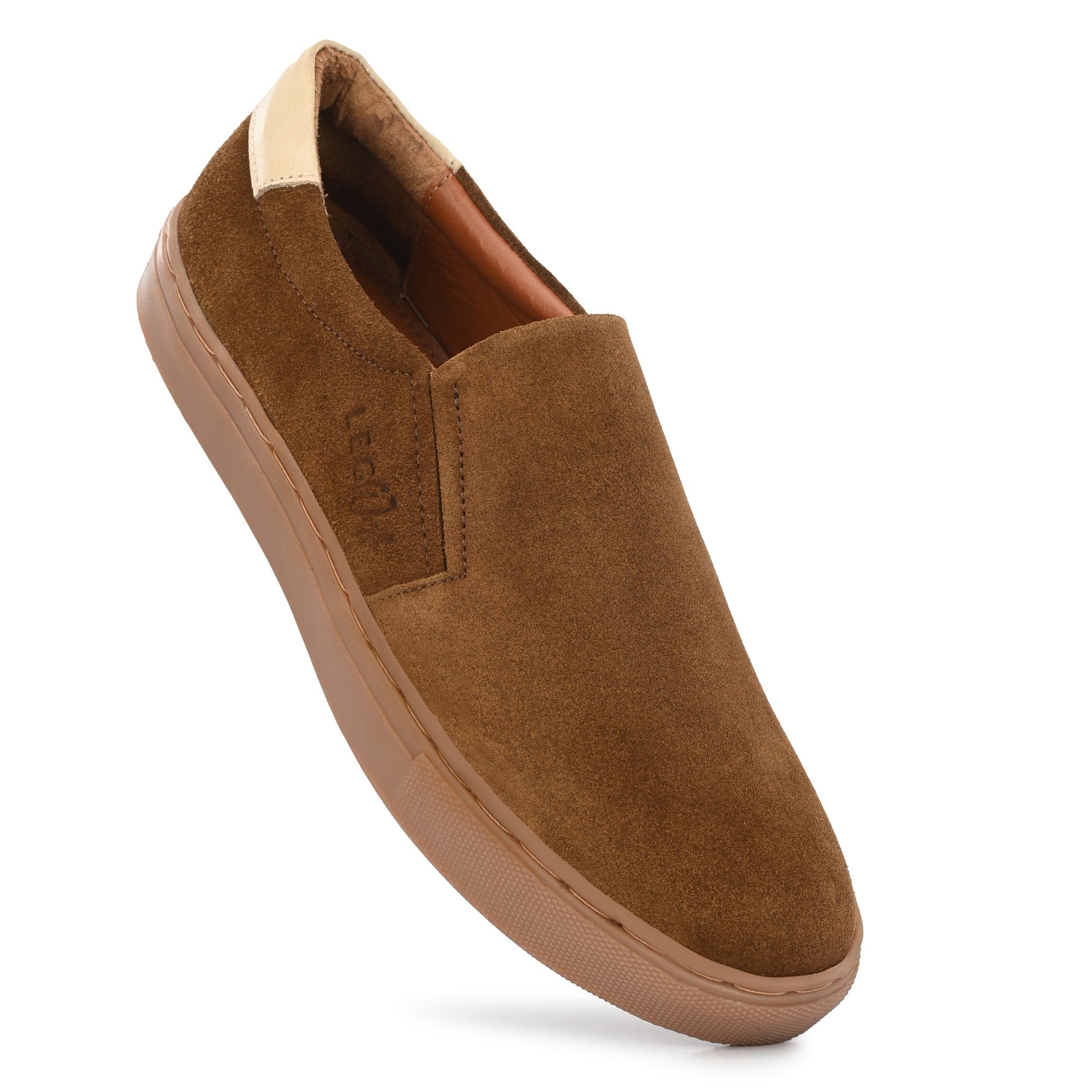 Legwork Slip On Tan Italian Suede Leather Shoes