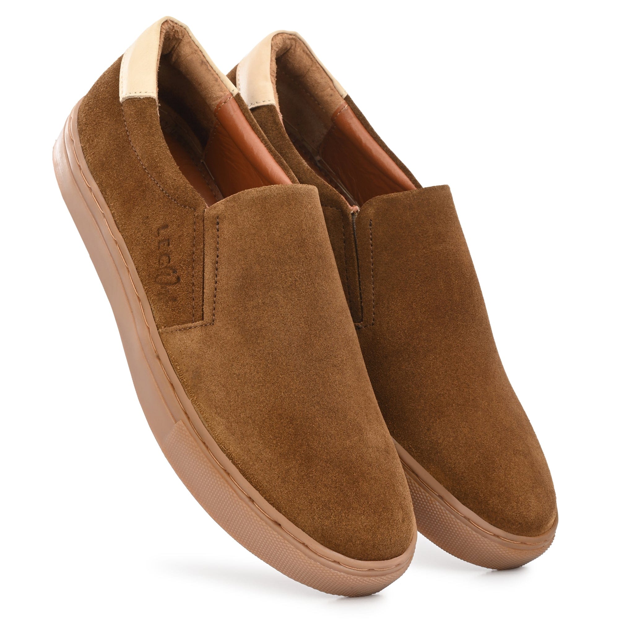 Legwork Slip On Tan Italian Suede Leather Shoes