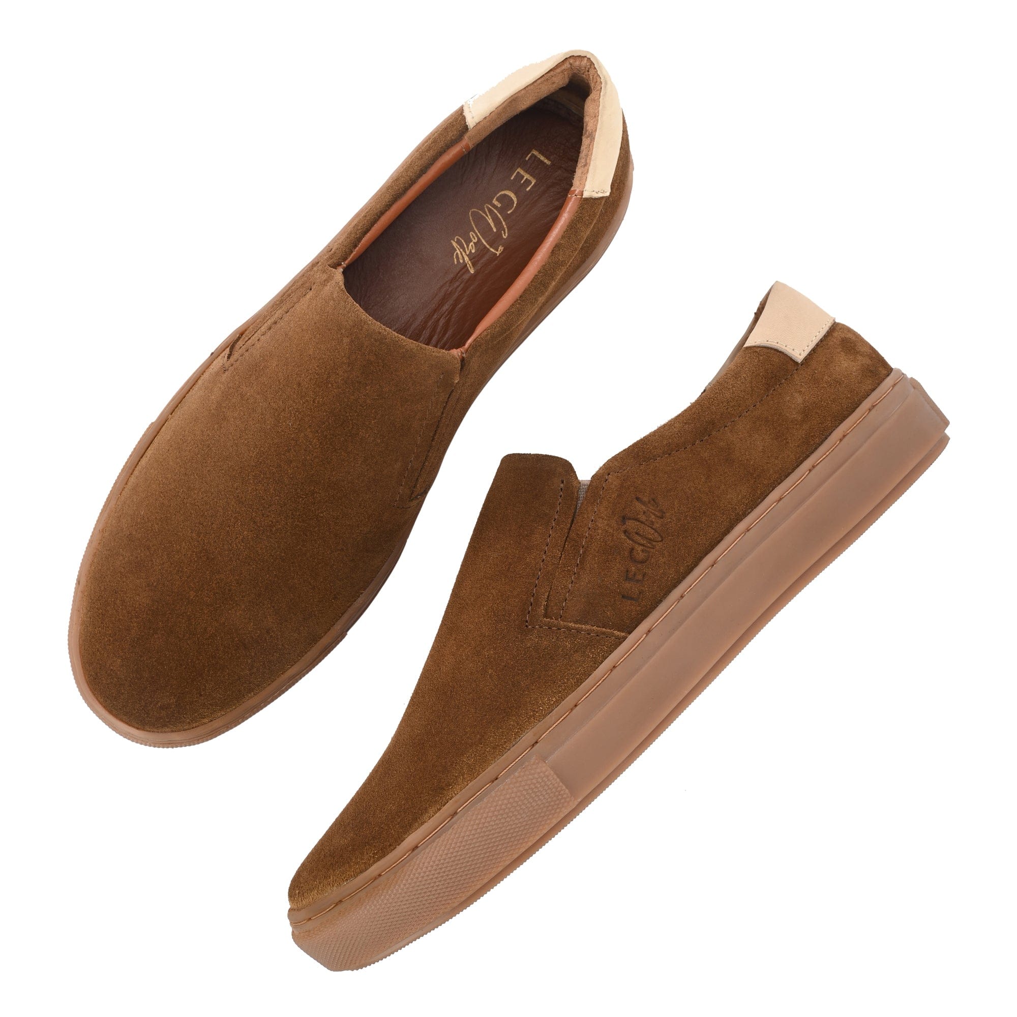 Legwork Slip On Tan Italian Suede Leather Shoes