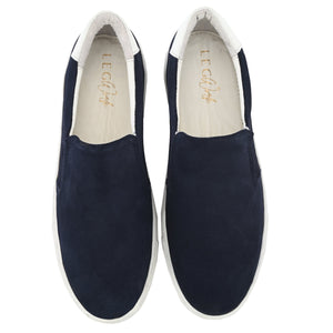 Legwork Slip On Navy Italian Suede Leather Shoes