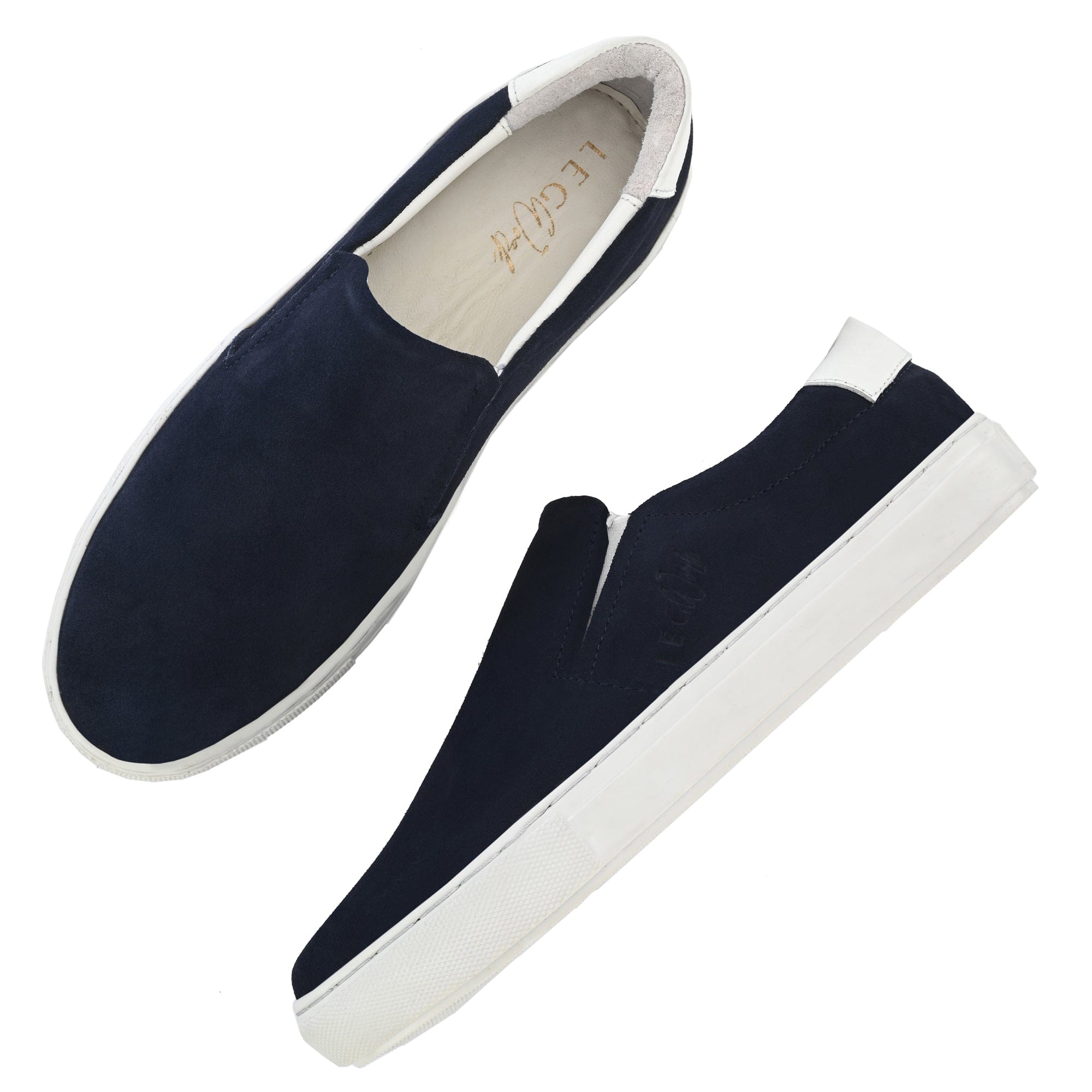 Legwork Slip On Navy Italian Suede Leather Shoes